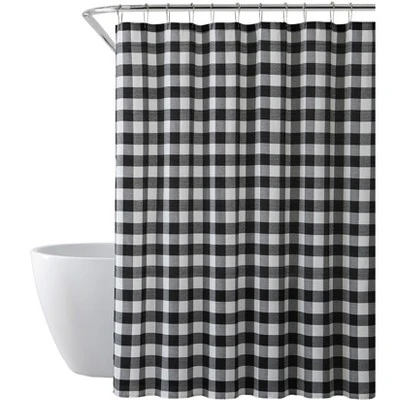 Saro Lifestyle Cotton Blend Buffalo Plaid Shower Curtain - Image 2