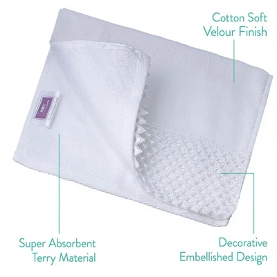 Creative Scents White Embellished Towel Set With Gift Box - Image 4