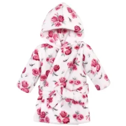 Hudson Baby Infant Girl Plush Pool And Beach Robe Cover-ups, Rose