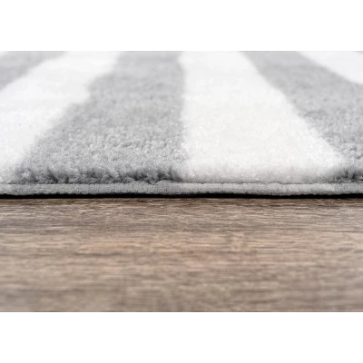 2pc Striped Washable Bathroom Rug Set Platinum Gray/White - Garland Rug - Image 3