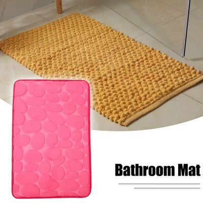Unique Bargains Bathroom Rugs Polyester Bath Mat Machine Washable Rose Red Cobblestone Pattern 23.62"x15.75"