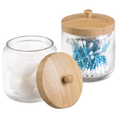 MDesign Glass Vanity Storage Organizer Canister Jar, 2 Pack - Image 11