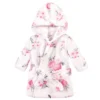 Hudson Baby Infant Boy Plush Animal Face Bathrobe, Pink Floral, 0-9 Months