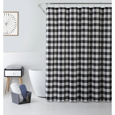 Saro Lifestyle Cotton Blend Buffalo Plaid Shower Curtain