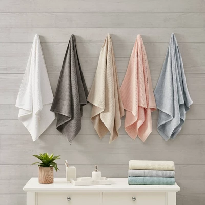 6pc Spa Waffle Jacquard Cotton Bath Towel Set - Image 3