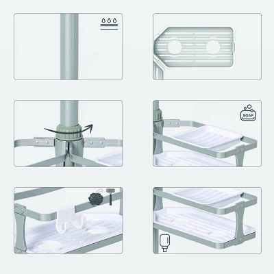 Aluminum Corner Tension Pole Caddy Gray - Threshold™ - Image 3