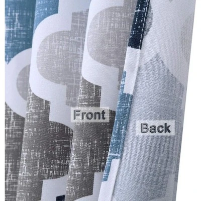 Trinity Geometric Quatrefoil Patterned Poly-Cotton Bathroom Shower Curtain - Image 3