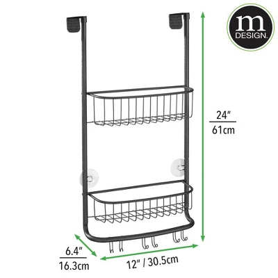 MDesign Modern Over The Door Metal Bathroom Tub/Shower Caddy - Image 5