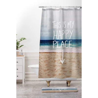 Happy Place Beach Shower Curtain Blue - Deny Designs