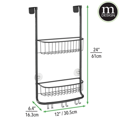 MDesign Modern Over The Door Metal Bathroom Tub/Shower Caddy - Image 2