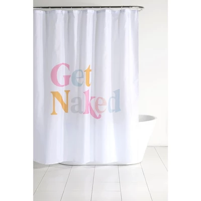 Shiraleah "Get Naked" White Shower Curtain