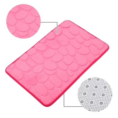 Unique Bargains Bathroom Rugs Polyester Bath Mat Machine Washable Rose Red Cobblestone Pattern 23.62"x15.75" - Image 2
