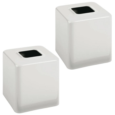 MDesign Metal Square Paper Facial Tissue Box Cover Holder - 2 Pack - Image 7
