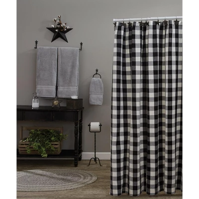 Park Designs Buffalo Check Shower Curtain - Black & Cream