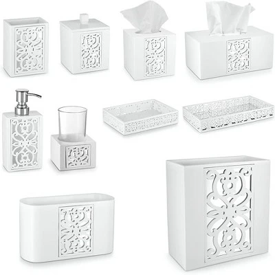 Creative Scents Mirror Janette White 6 Piece Bathroom Accessories Set - Image 4