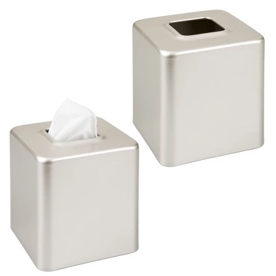MDesign Metal Square Paper Facial Tissue Box Cover Holder - 2 Pack - Image 10