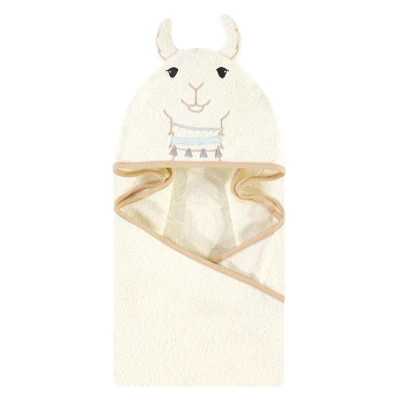 Little Treasure Baby Unisex Cotton Animal Face Hooded Towel, Neutral Llama, One Size