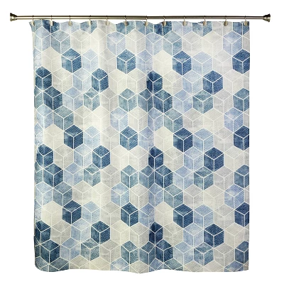 Cubes Shower Curtain Blue - Saturday Knight Ltd. - Image 2