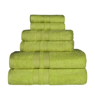 Cotton 6 Piece Bath Towel Set, Plush And Quick Drying, Classic Ionic Jacquard Border And Embroidered Trim By Blue Nile Mills - Image 6