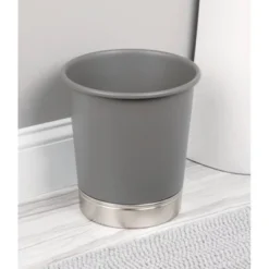 York Waste Can Matte Gray/Brushed - IDESIGN