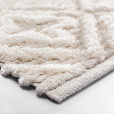 Textured Diamond Shag Bath Rug Cream - Opalhouse™ - Image 2