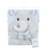 Hudson Baby Infant Boy Cotton Rich Animal Hooded Towel, White Dots Gray Elephant, One Size