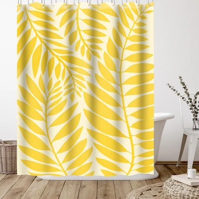 Americanflat 71" X 74" Shower Curtain, Golden Yellow Leaves By Modern Tropical - Image 2