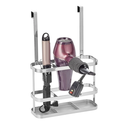 MDesign Steel Bath Over Cabinet Door Hair Tool Storage Organizer Basket - Image 8