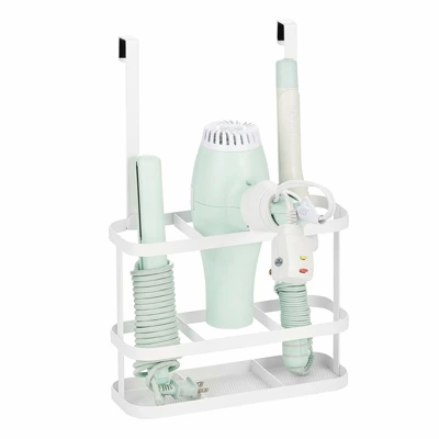 MDesign Steel Bath Over Cabinet Door Hair Tool Storage Organizer Basket - Image 6