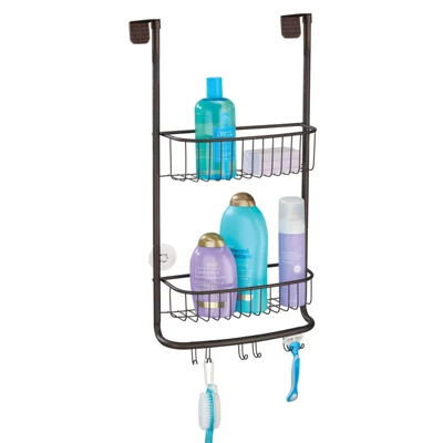 MDesign Modern Over The Door Metal Bathroom Tub/Shower Caddy - Image 11