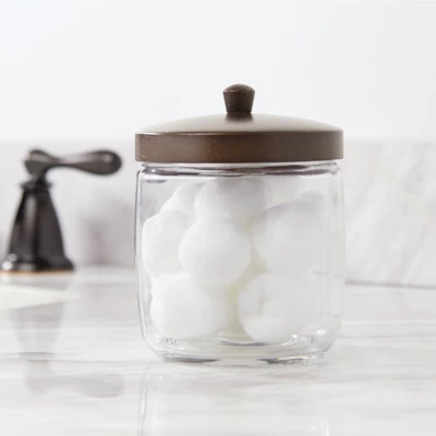 MDesign Glass Vanity Storage Organizer Canister Jar, 2 Pack - Image 3