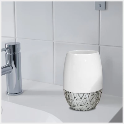 Makeup Brush Holder And Toothbrush Cup White - Nu Steel - Image 3