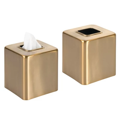 MDesign Metal Square Paper Facial Tissue Box Cover Holder - 2 Pack - Image 5