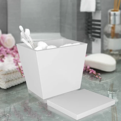 Elegant Collection Q Tip Holder Bathroom Vanity Resin Storage Organizer Canister - Nu Steel - Image 3