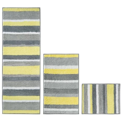 MDesign Striped Microfiber Bathroom Spa Mat Rugs/Runner, Set Of 3 - Image 8