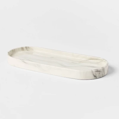 4pc Marbled Ceramic Bathroom Accessories Set Marble - Threshold™ - Image 6