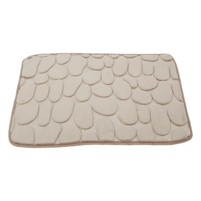 Unique Bargains Bathroom Rugs Polyester Bath Mat Machine Washable Beige Cobblestone Pattern 23.62"x15.75" - Image 4