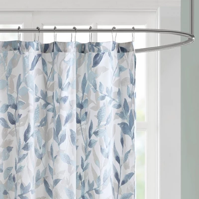 Leisha Botanical Printed Shower Curtain Blue - Image 2