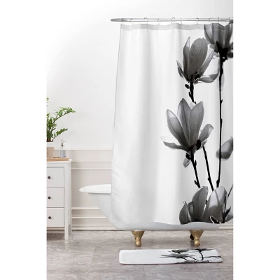 Monika Strigel Black Magnolia Shower Curtain Black/White - Deny Designs - Image 2