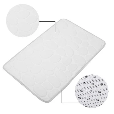 Unique Bargains Cobblestone Pattern Bathroom Rugs Polyester Bath Mat Machine Washable White 60x40cm - Image 2