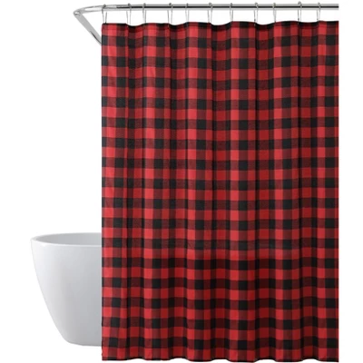 Saro Lifestyle Cotton Blend Buffalo Plaid Shower Curtain - Image 3