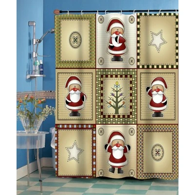 GoodGram Americana Country Christmas Santa Fabric Shower Curtain