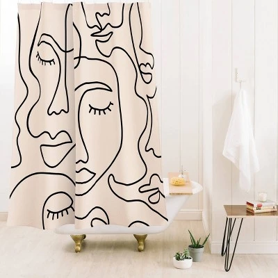 Abstract Single Line Face Shower Curtain By Sundry - Society6