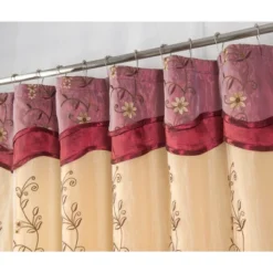 Priscilla Embroidered Shower Curtain With Double Valance By RT Designers Collection