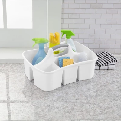 Sterilite Versatile Multi Use Large Home Divided Plastic Storage Tote Caddy With 4 Compartments And Carry Handle For Bathrooms, Dorms, White (6 Pack) - Image 2