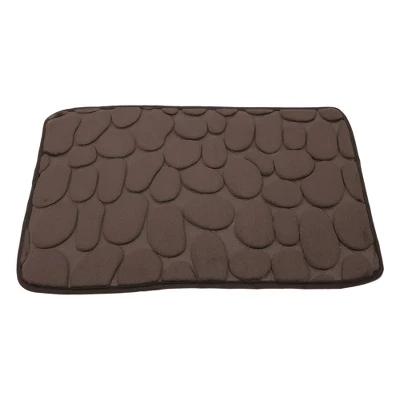 Unique Bargains Cobblestone Pattern Bathroom Rugs Polyester Bath Mat Machine Washable Brown 23.62"x15.75" - Image 4