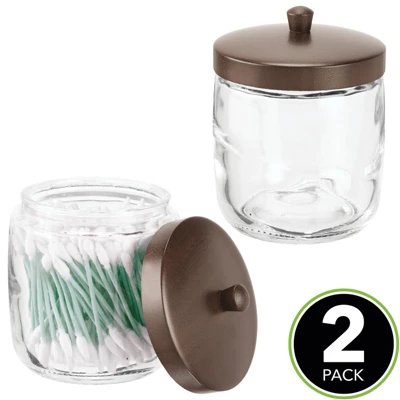 MDesign Glass Vanity Storage Organizer Canister Jar, 2 Pack - Image 2