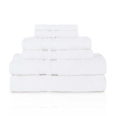 Cotton 6 Piece Bath Towel Set, Plush And Quick Drying, Classic Ionic Jacquard Border And Embroidered Trim By Blue Nile Mills - Image 15