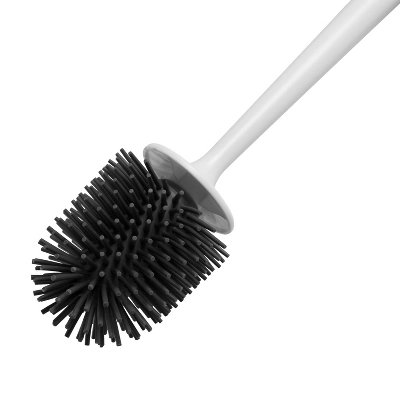Toilet Brush & Holder With Self Closing Lid With Soft Bristles White - Bath Bliss - Image 3