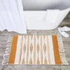 Okuna Outpost Boho Themed 23.6 X 35 In Bathroom Rug Mat With Tassels, Indoor Outdoor Bedroom Bath Decor, Yellow Bohemian